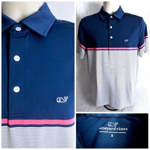 Vineyard Vines Men Small Blue Pink Polo Shirt